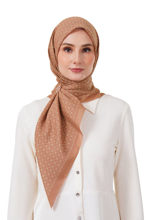 Monogrid Scarf - Burnt Orange