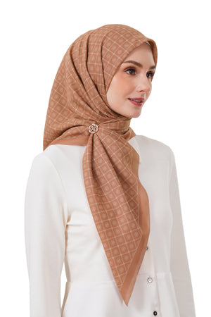 Monogrid Scarf - Burnt Orange