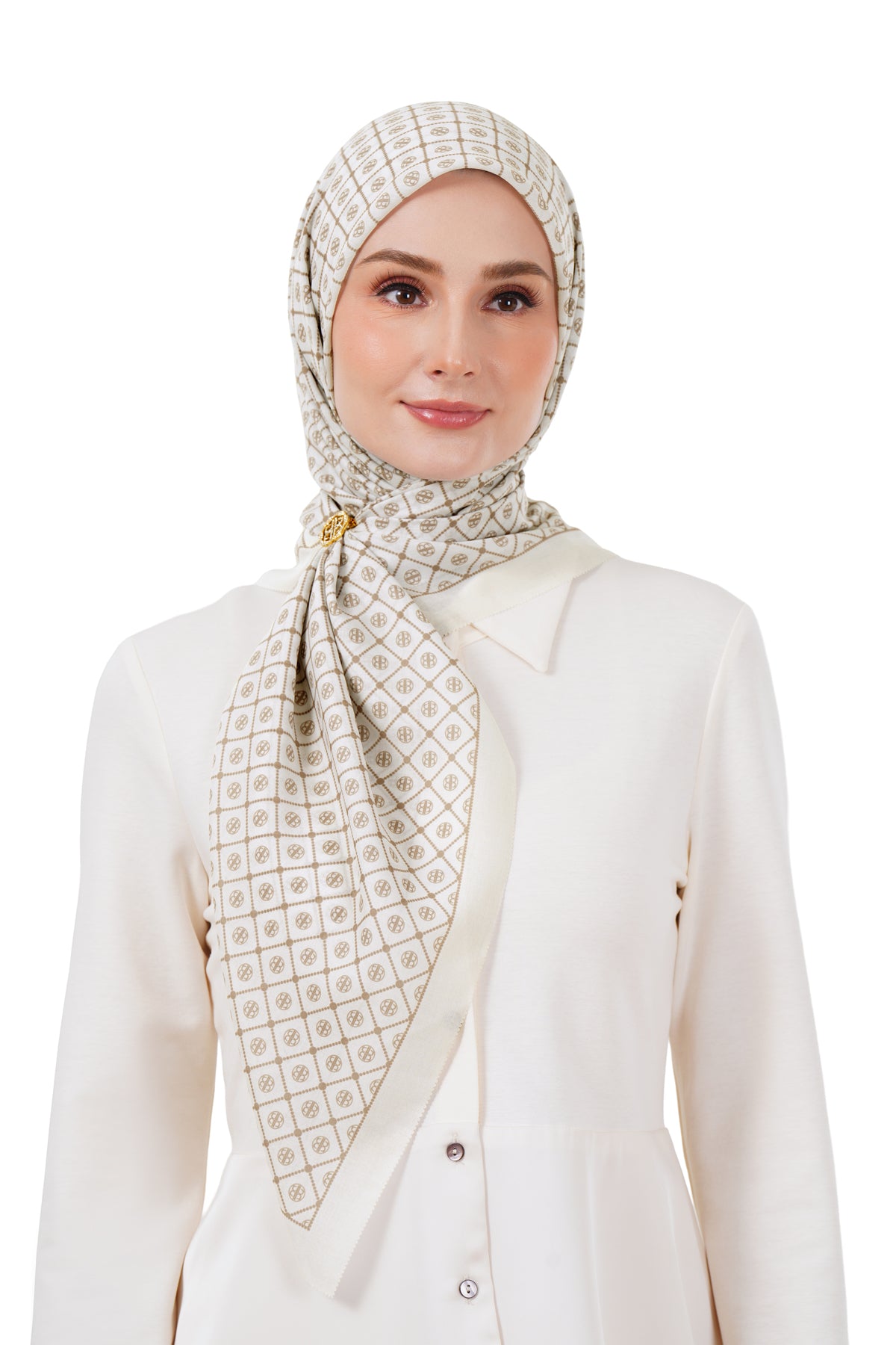 Monogrid Scarf - Pearl