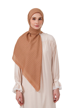 Monogrid Scarf Large - Burnt Orange
