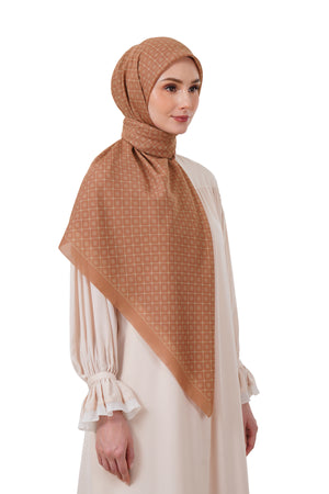 Monogrid Scarf Large - Burnt Orange