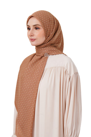 Monogrid Scarf Large - Burnt Orange