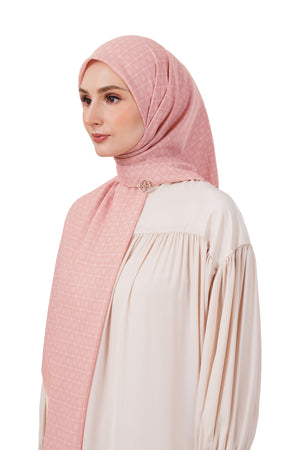 Monogrid Scarf Large - Coral Pink