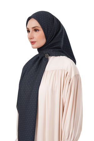 Monogrid Scarf Large - Navy