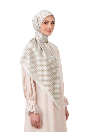 Monogrid Scarf Large - Pearl