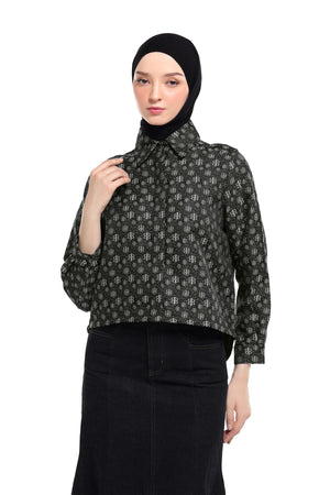 Nada Crop Shirt - Charcoal