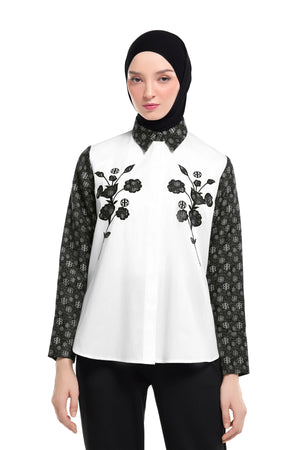 Nada Embroidery Shirt - Charcoal
