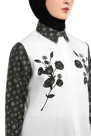 Nada Embroidery Shirt - Charcoal