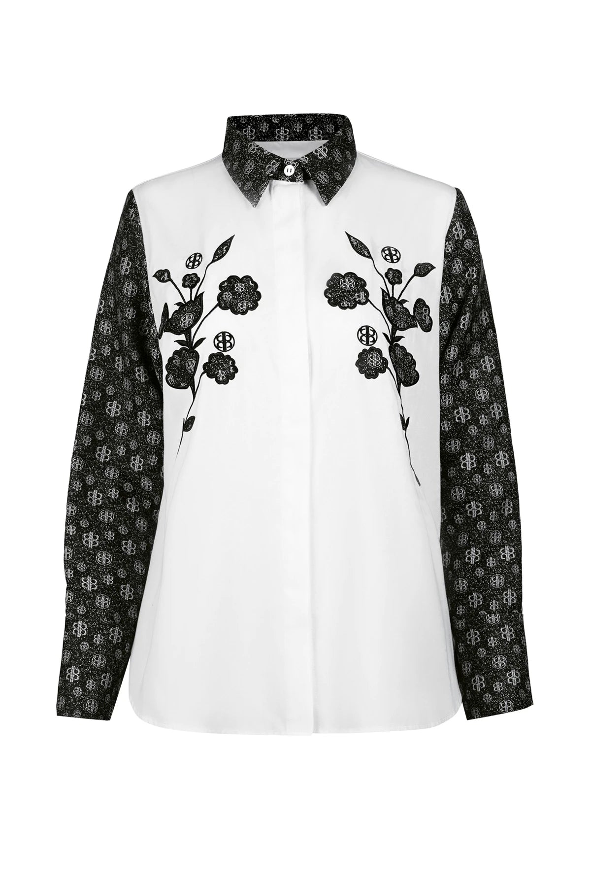 Nada Embroidery Shirt - Charcoal