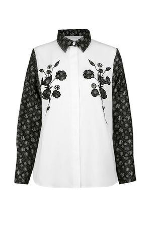 Nada Embroidery Shirt - Charcoal