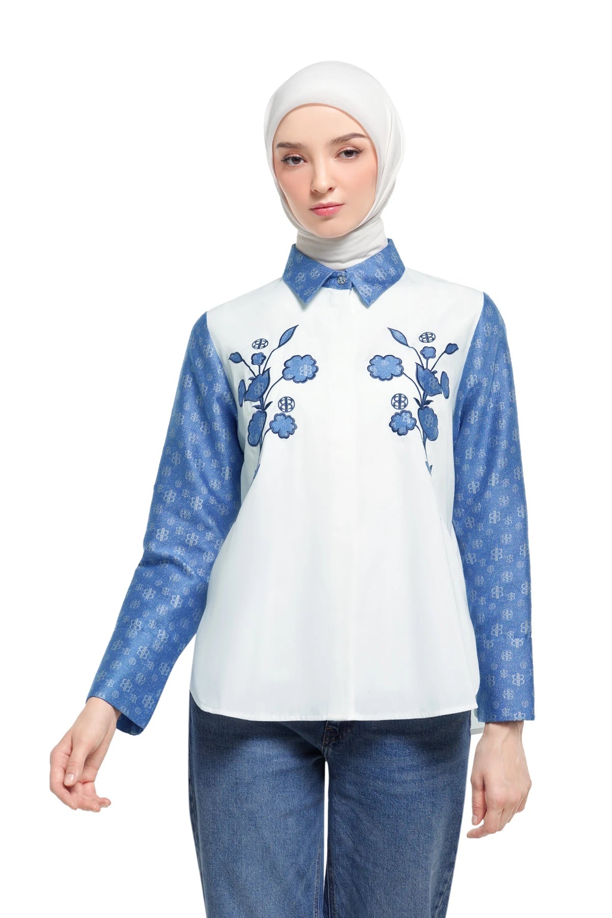 Nada Embroidery Shirt - Denim