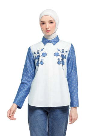 Nada Embroidery Shirt - Denim