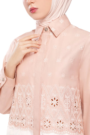 Natalia Monogram Basic Shirt - Seashell Pink