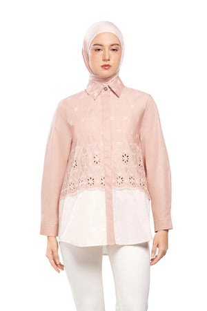 Natalia Monogram Basic Shirt - Seashell Pink