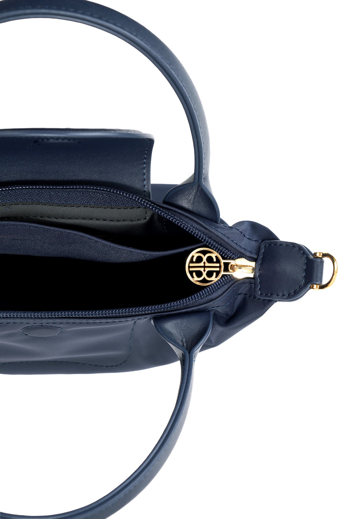 Purse Bag /NAVYとBicolorStrap<Short>/Navy Meadow Double Zip Camera Bag | Full grain leather, secure camera