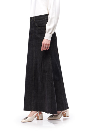 Oriel Denim Skirt - Dark Black