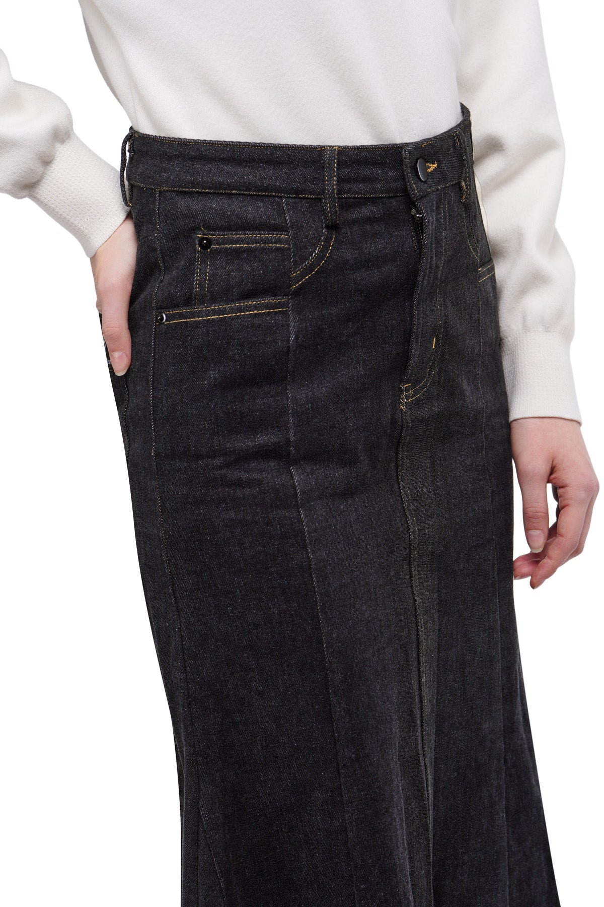 Oriel Denim Skirt - Dark Black - Nada Puspita