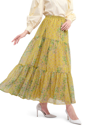 Orla Tiered Skirt - Mustard