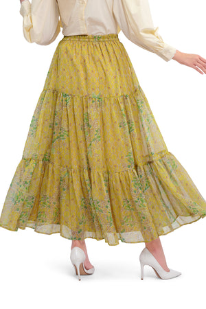 Orla Tiered Skirt - Mustard