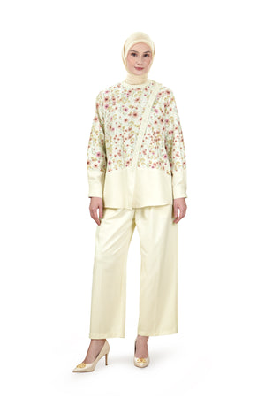 Postcard Asymmetric Shirt - Cream