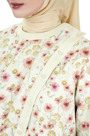 Postcard Asymmetric Shirt - Cream