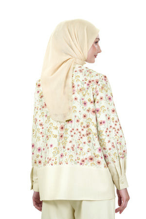 Postcard Asymmetric Shirt - Cream