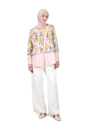 Postcard Asymmetric Shirt - Pink