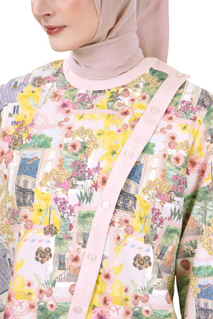 Postcard Asymmetric Shirt - Pink