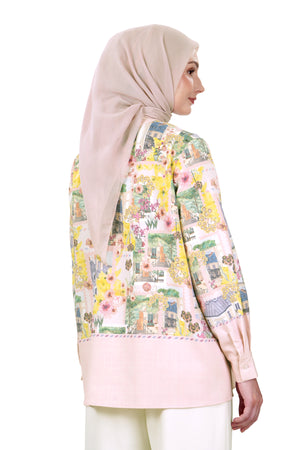 Postcard Asymmetric Shirt - Pink