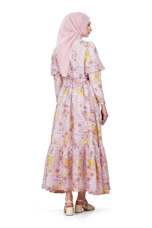 Postcard Puffy Dress - Pink