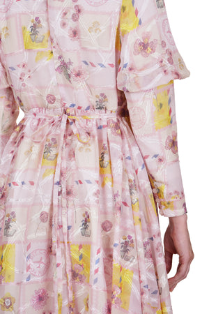 Postcard Puffy Dress - Pink
