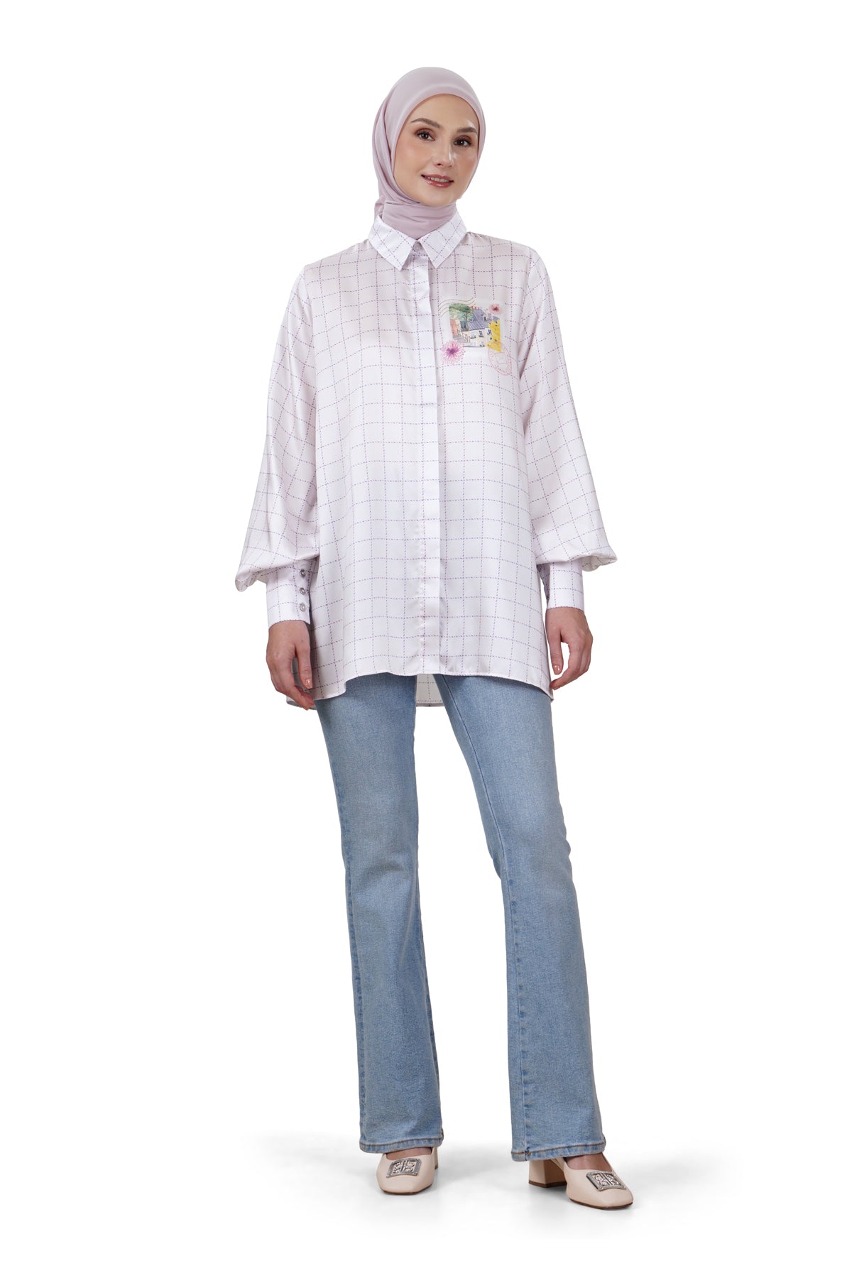 Postcard Puffy Shirt - Pink