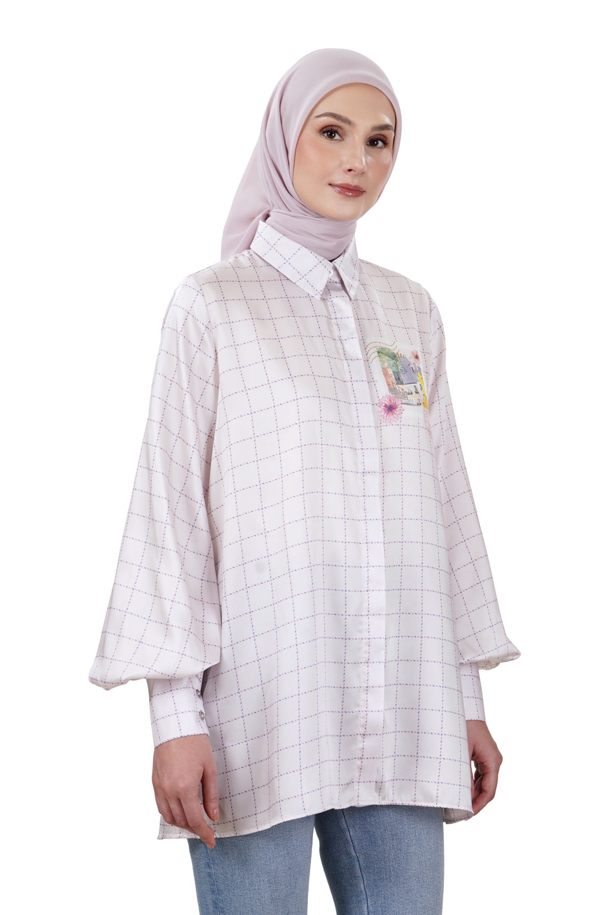 Postcard Puffy Shirt - Pink
