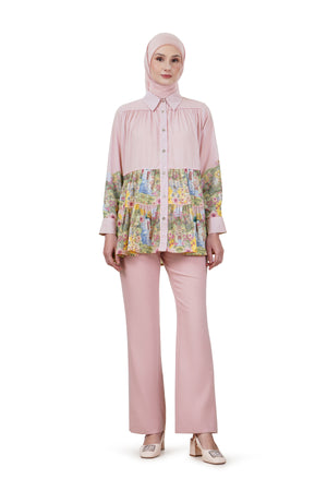 Postcard Tiered Shirt - Pink