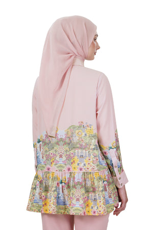 Postcard Tiered Shirt - Pink