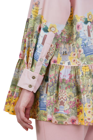 Postcard Tiered Shirt - Pink