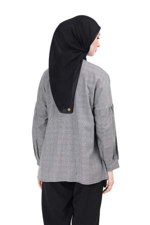 Plaid Pleated Shirt - Black