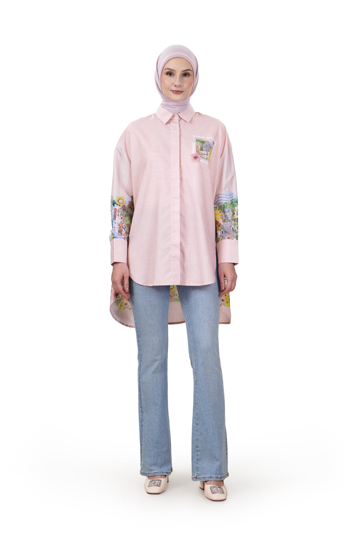 Postcard Oversize Shirt - Pink