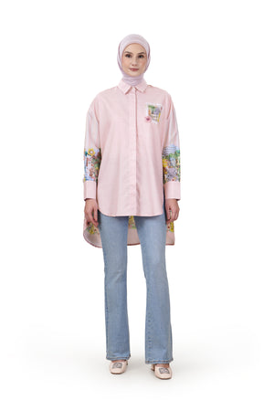 Postcard Oversize Shirt - Pink