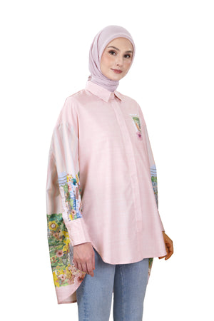 Postcard Oversize Shirt - Pink