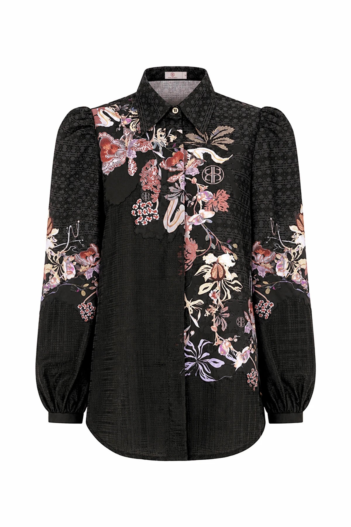 Puspa Embroidery Shirt - Black