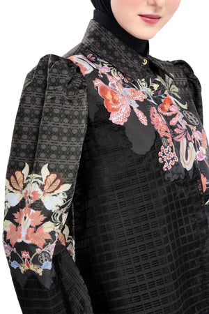 Puspa Embroidery Shirt - Black
