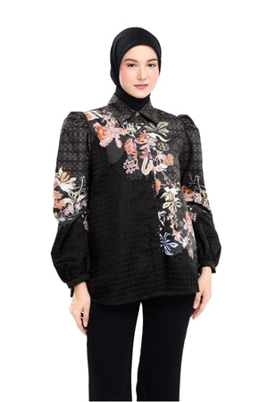 Puspa Embroidery Shirt - Black
