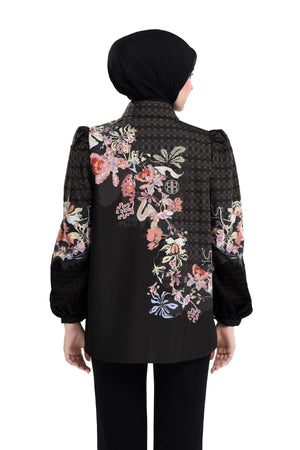 Puspa Embroidery Shirt - Black