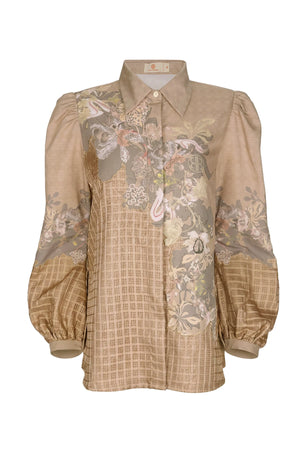 Puspa Embroidery Shirt - Brown
