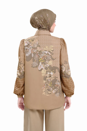 Puspa Embroidery Shirt - Brown