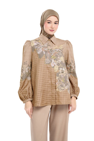 Puspa Embroidery Shirt - Brown