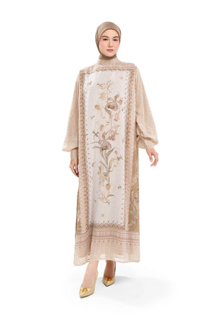 Puspa Puff Sleeve Dress - Beige