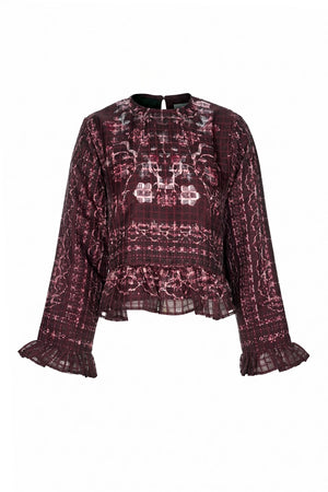 Puspa Ruffle Crop Top - Maroon