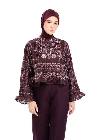 Puspa Ruffle Crop Top - Maroon